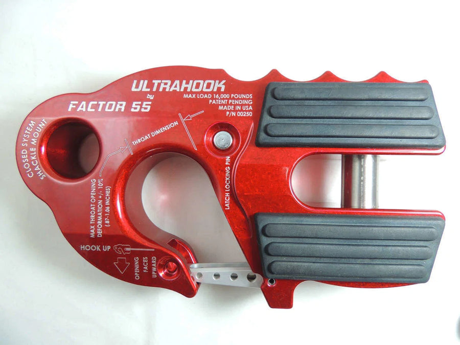 "FACTOR 55" ULTRAHOOK WINCH HOOK WITH SHACKLE MOUNT, RED