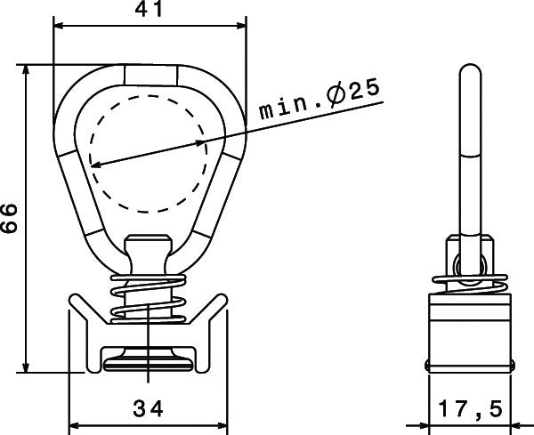 Single-Stud Fitting mit Triangel, Belastbarkeit 300 daN