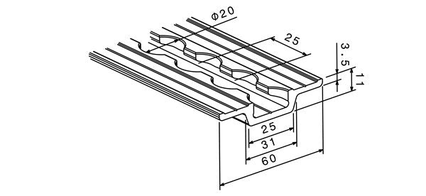 AJ-Airline Schiene, Aluminium, 1997mm Standard, mit Flügel, 60mm