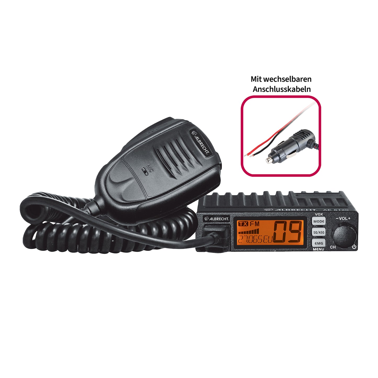 Albrecht AE 6120 VOX, Mini-CB radio, with 2 power cables