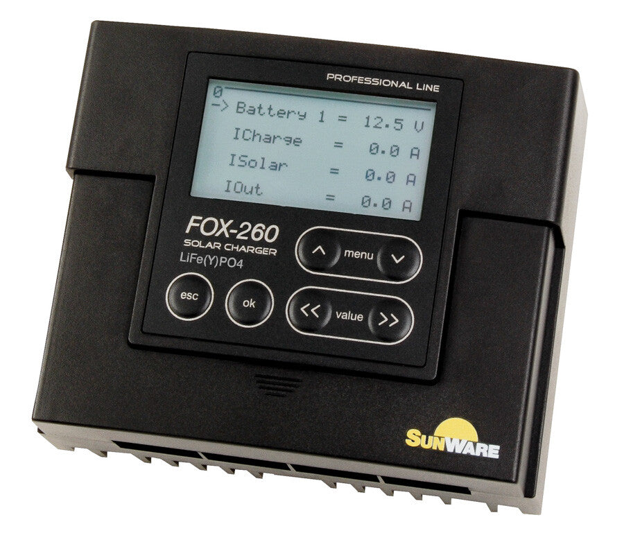 SunWare FOX-260Li LCD Solar Charge Controller