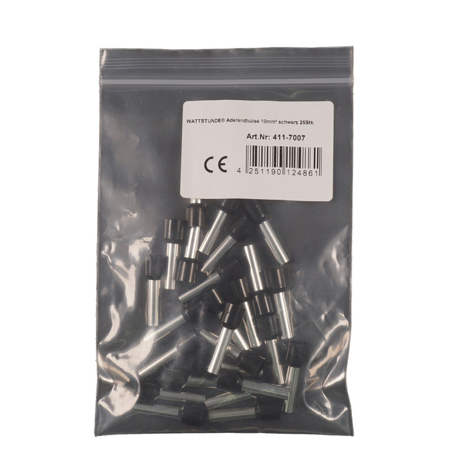 WATTSTUNDE® Aderendhülse 10 mm² schwarz 25 Stk.