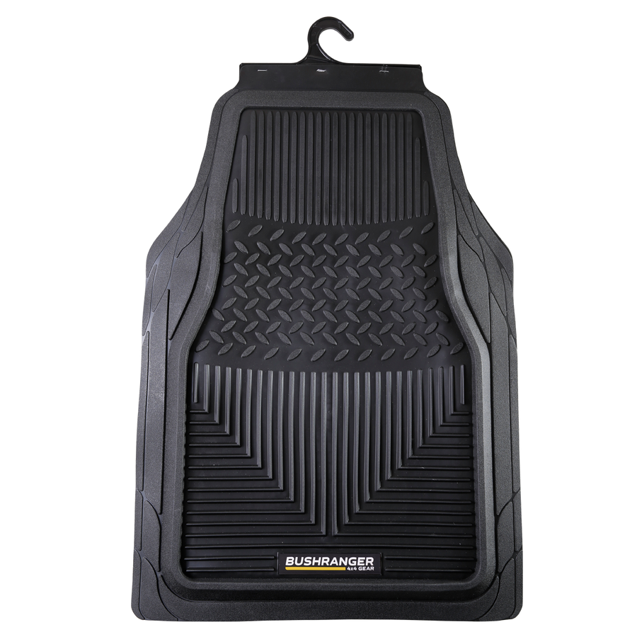 Bushranger Universal Rubber Floor Mats, Pair, Front, Black