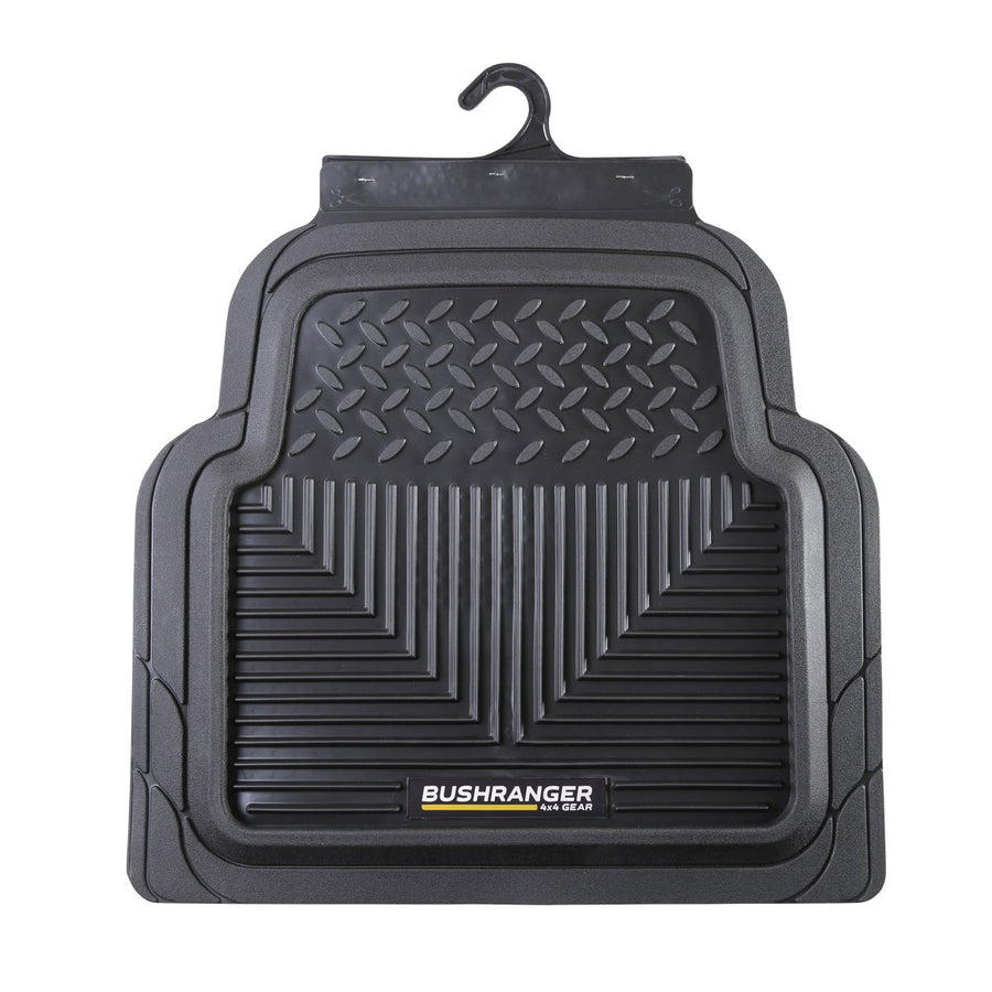 Bushranger Universal Rubber Floor Mats, Pair, Rear, Black