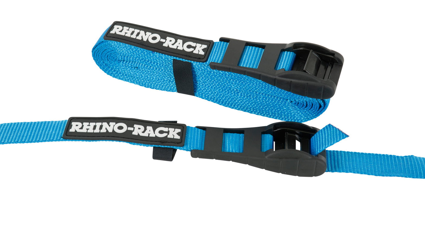 Rhino Rack Zurrgurt (2), Klemmschloß mit Gummischutz, 3,5m lang, blau