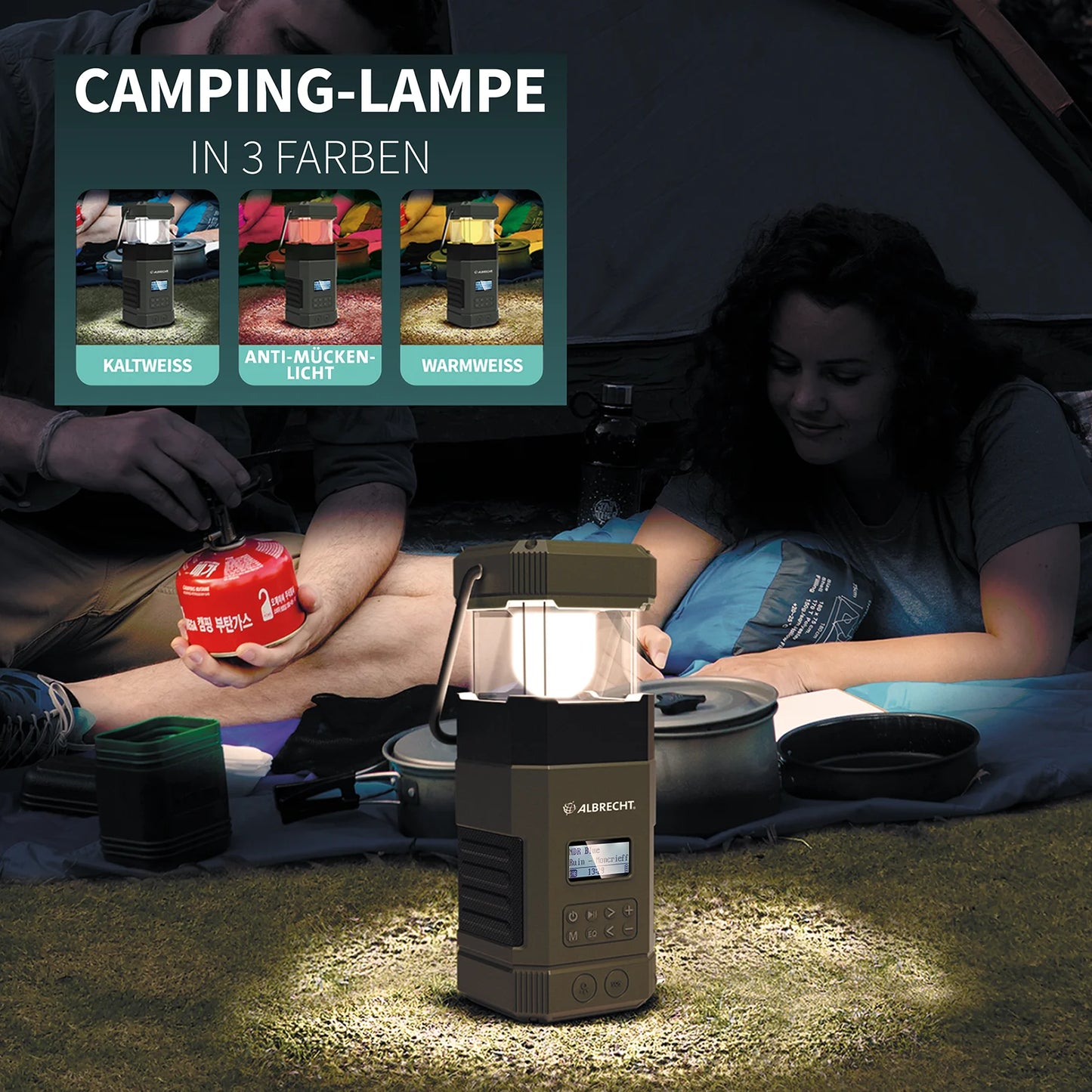 Albrecht DR 114 DAB+ outdoor radio with camping lamp