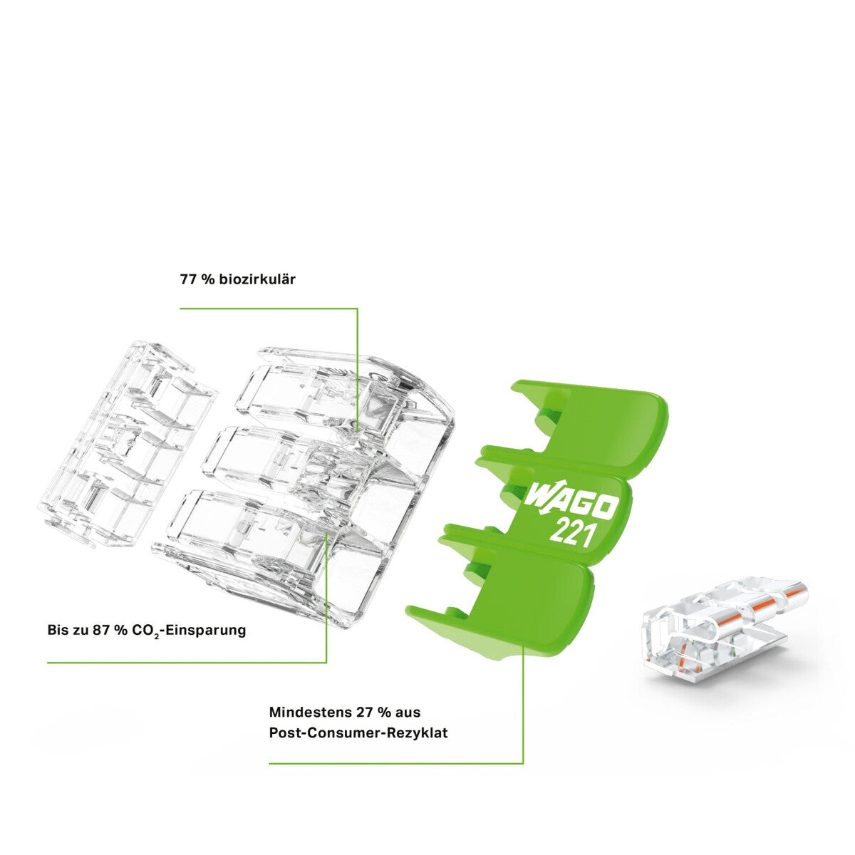WAGO Verbindungsklemme Green Range flexibel bis 4mm² - 221-422