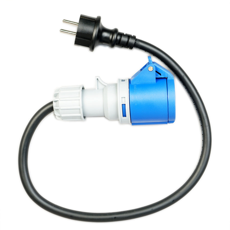 WATTSTUNDE® Adapter Cable (3x)2.5 mm² CEE Female/Schuko Male 50 cm Black