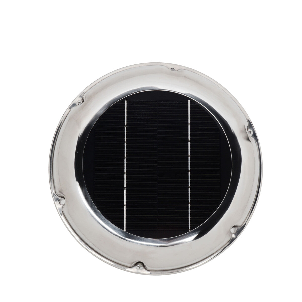 WATTSTUNDE® AERO Solarlüfter mit Akku rund, chrom
