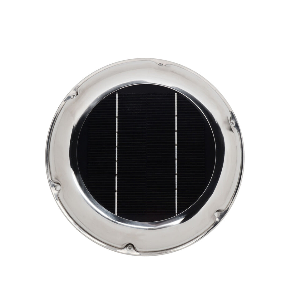 WATTSTUNDE® AERO Solarlüfter mit Akku rund, chrom