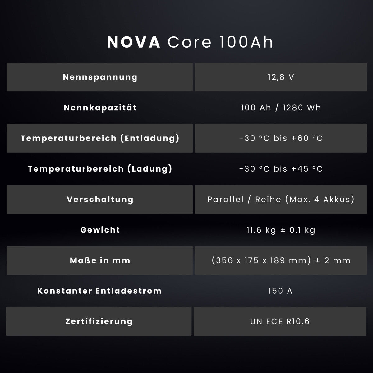 WATTSTUNDE® NOVA Core 100 Ah Batterie LiFePO4
