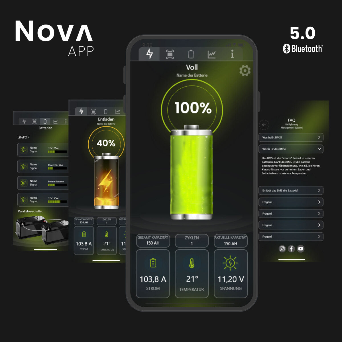 WATTSTUNDE® NOVA Core 150 Ah Batterie LiFePO4