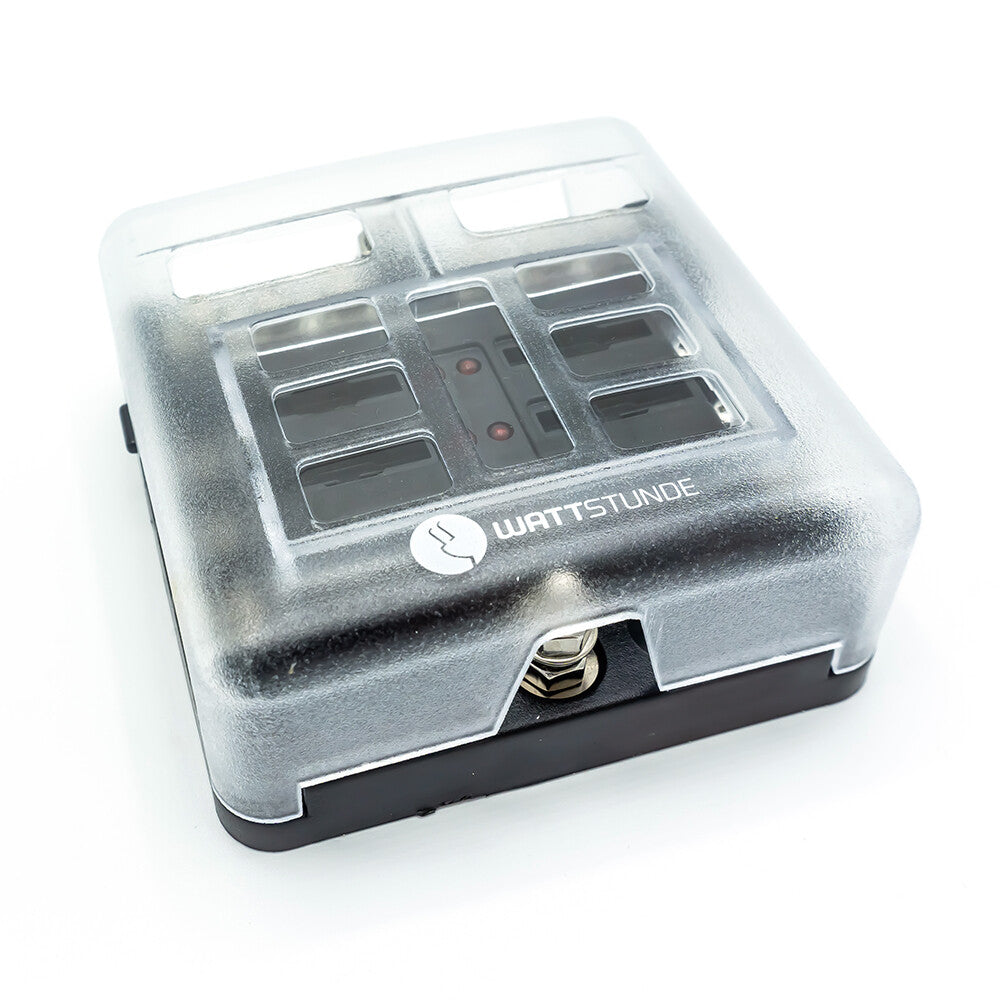 WATTSTUNDE® Plus Distributor 6 mit je 2 x 5 A, 10 A, 15 A, 20 A Flachsicherungen