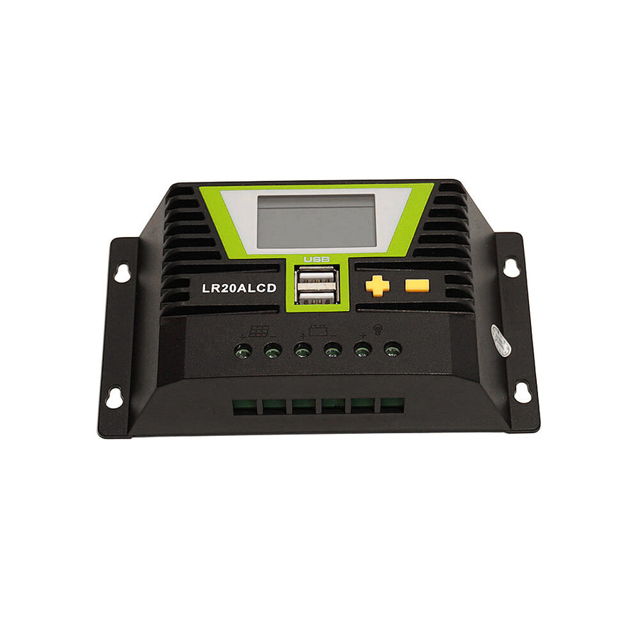 WATTSTUNDE® PWM Solar Charge Controller 20 A with LCD Display and USB Ports for 12 V / 24 V Systems