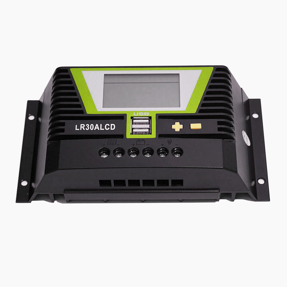 WATTSTUNDE® PWM Solar Laderegler 30 A mit LCD-Anzeige und USB-Ports für 12 V / 24 V Systeme