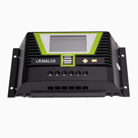 WATTSTUNDE® PWM Solar Laderegler 30 A mit LCD-Anzeige und USB-Ports für 12 V / 24 V Systeme
