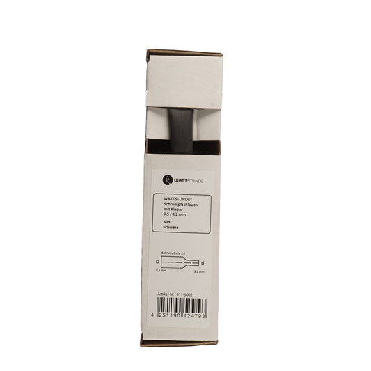 WATTSTUNDE® Schrumpfschlauch mit Kleber 9,5/3,2 mm 5 m schwarz