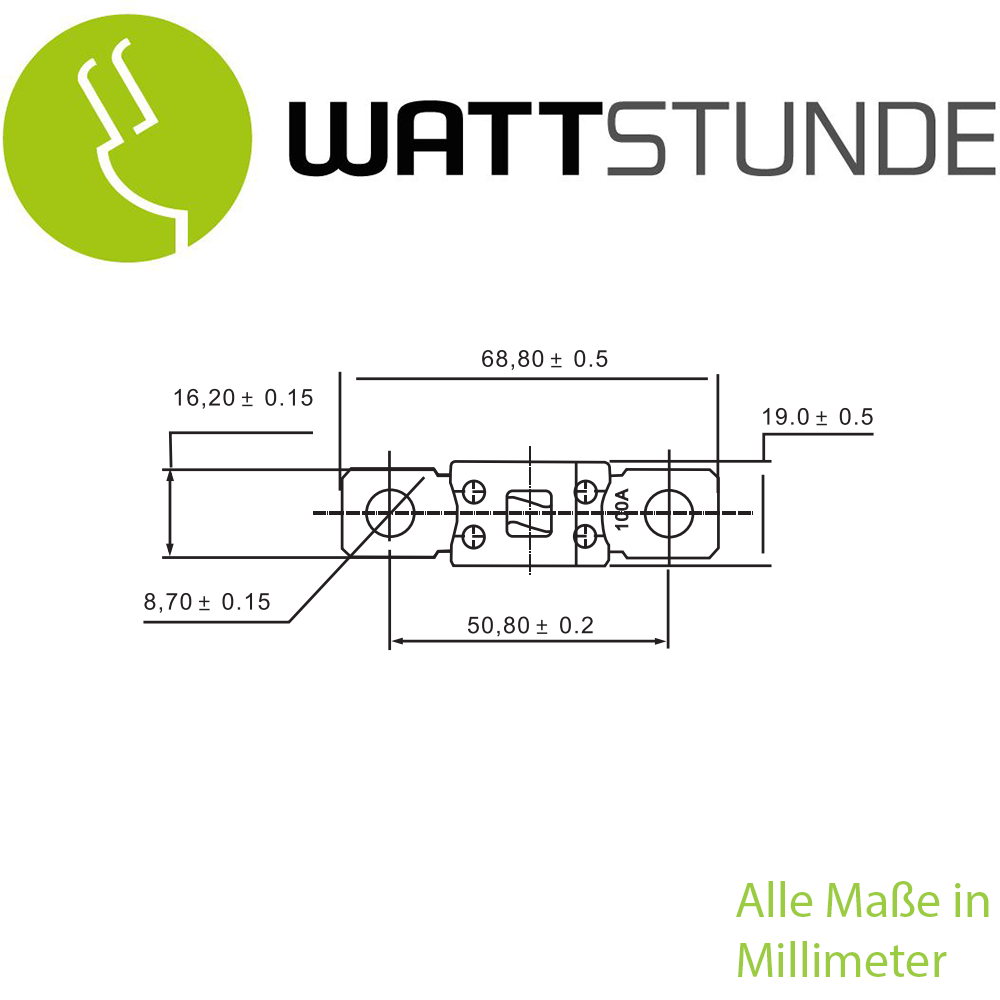 WATTSTUNDE® ANM Hochlast-Streifen-Sicherung 2 x 100 A